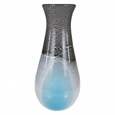 Black and aqua Murano glass vase